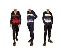 Slim Fit Two-Tone Zip-through Tracksuit: Black and White/XXL