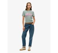 Slim fit women's rhinestone T-shirt Superdry Vintage Logo Bleu S