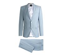 Slim Fit Wool Blend Suit Celeste- male- Hugo- Single Breasted Suits- Blue- M- Suits M