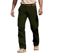 Slim Fit Work Trousers Men, Working Trousers for Men Lightweight Rip-Stop Combat Work Cargo Pants with Multi Pockets Mens Cuffed Cargo Trousers Mens Elasticated Waist Trousers