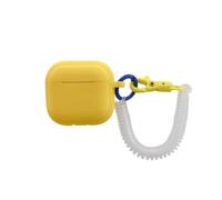Slim Fit Yellow Case for AirPods Pro, Shock-Absorbing Headphone Case Cover with WristStrap Accessories
