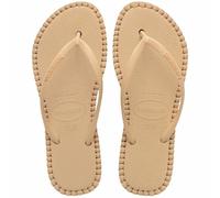 Slim Flatform Loop Flip Flops beige