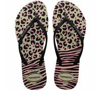 Slim Flip Flops with Animal Print Beige/Black