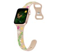 Slim Floral Engraved Band Compatible with Apple Watch Bands 41mm 40mm 38mm 42mm 44mm 45mm 46mm 49mm Women, Thin Wristband Flower Soft Silicone Sport Strap for iWatch Series 10 9 8 7 6 5 4 3 2 SE Ultra