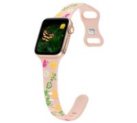 Slim Floral Engraved Band Compatible with Apple Watch Bands 41mm 40mm 38mm 42mm 44mm 45mm 46mm 49mm Women, Thin Wristband Flower Soft Silicone Sport Strap for iWatch Series 10 9 8 7 6 5 4 3 2 SE Ultra