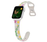 Slim Floral Engraved Band Compatible with Apple Watch Bands 41mm 40mm 38mm 42mm 44mm 45mm 46mm 49mm Women, Thin Wristband Flower Soft Silicone Sport Strap for iWatch Series 10 9 8 7 6 5 4 3 2 SE Ultra