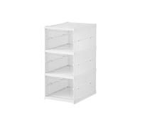 Slim Foldable Shoe Rack - White Plastic, Transparent Design, Space-Saving Entryway Organizer for Shoes & Boots, Dimensions: 25.5x34.5x52.5cm