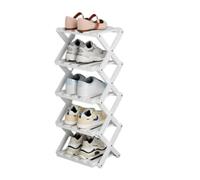 Slim Foldable Wooden Shoe Rack - Space-Saving Vertical Storage Shelf for Entryway, Hallway, Bathroom & Living Room - Compact Footwear Solution