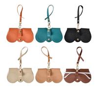 Slim Glasses Case, 6 Pack Leather Sunglasses Bag with Lanyard, Slim Leather Eyeglass Case,Anti-Scratch,Travel Protective Glasses Case,For Women Girl Unisex