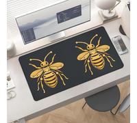 Slim Golden Bee Insect Pattern Desk Mat for Keyboard and Mouse 24x12 Inch Gaming Mouse Pad Protector Non-Slip Rubber Base Portable Deskpad for Office/Gaming/Remote Work Desktop Accessories Decor