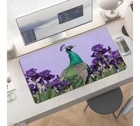 Slim Green Peafowl by Iris Desk Mat for Keyboard and Mouse 24x12 Inch Gaming Mouse Pad Protector Non-Slip Rubber Base Portable Deskpad for Office/Gaming/Remote Work Desktop Accessories Decor