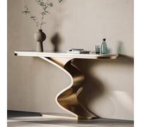 Slim Hallway CouchTable, Shaped Metal Frame Narrow Entryway Table, Modern Marble Entryway Table, Sofa Tables Behind the Couch for Hallway(100cm/39.3in)