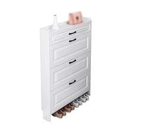 Slim Hidden Shoe Cabinet - Space-Saving Independent Storage Shelf with Drop-Down Door | Elegant Shoe Rack for Living Room | Easy-to-Use Clutter-Free Solution