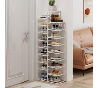 Slim High Shoe Rack Modern Easy-Clean Metal Shoe Cabinet Space-Saving Shoe Stand for Hallway Entryway (White 135cm/53in) - Stylish Storage Solution for Shoes