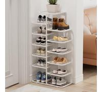 Slim High Shoe Rack Modern Metal Shoe Cabinet Easy-Clean Space-Saving Shoe Stand for Hallway & Entryway White 93cm/36in - Perfect for nizing Footwear
