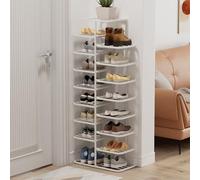 Slim High Shoe Rack Modern Space-Saving Metal Shoe Cabinet Easy-Care Shoes Stand for Hallway Entryway (White 121cm/47in) - Stylish Storage Solution