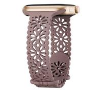 Slim Hollow Silicone Lace Bands Compatible with Apple Watch Band for Women 38mm 40mm 41mm 42mm 44mm 45mm 46mm 49mm Soft Slim Floral Engraved Strap for, Smoky Violet, 42/44/45/46/49mm, Minimalist