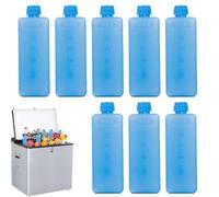 Slim Ice Packs - 8 Pieces Cooling Crystal Freeze Box | Portable Freezer Packs | Blue Cold Chain Preserver for Refrigerator, Air Fan, Travel, Camping, Picnic, Fishing, Sports Use