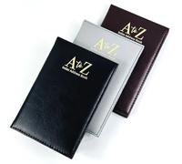 Slim Index Address Book A-Z Tabed Pages Padded Cover Leather Look Contact Notebook (6127-Brown)