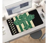 Slim Irish American Flag Desk Mat for Keyboard and Mouse 24x12 Inch Gaming Mouse Pad Protector Non-Slip Rubber Base Portable Deskpad for Office/Gaming/Remote Work Desktop Accessories Decor