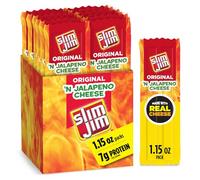 Slim Jim Beef 'N Jalapeno Cheese Smoked Meat Sticks, Original Flavor, 7g Protein Per Serving, 1.15 oz. (14 Count)