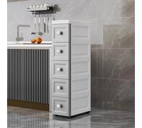 Slim Kitchen Cart on Wheels - Narrow Storage Shelf for Small Spaces - Versatile Bathroom - Easy to Move - Perfect for Entryway and Living Room