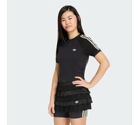 Adidas Originals Slim Knitted 3 Stripes Short Sleeve T-shirt Black 9-10 Years Girl