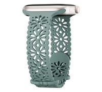 Slim Lace Hollow-out Silicone Bands Compatible with Apple watch Band for Women 38mm 40mm 41mm 42mm 44mm 45mm 46mm 49mm, Soft Thin Floral Engraved Strap for iWatch Series 10 9 8 7 6 5 4 3 2 1 SE Ultra