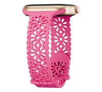 Slim Lace Hollow-out Silicone Bands Compatible with Apple watch Band for Women 38mm 40mm 41mm 42mm 44mm 45mm 46mm 49mm, Soft Thin Floral Engraved Strap for iWatch Series 10 9 8 7 6 5 4 3 2 1 SE Ultra