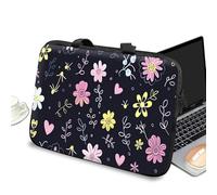 Slim Laptop Sleeve Carrying Case 15 inch with Handle and Zipper, Tablet Case Laptop Cover Briefcase Portable Tote Bag for Men Women, Pink Flowers