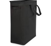 Slim Laundry Basket with Handles | 45L | Linen Washing Baskets | Dirty Clothes Hamper | Small Laundry Bag for Bedrooms Bathrooms | Corner Basket | M&W (Black)