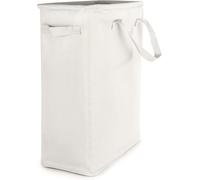 Slim Laundry Basket with Handles | 45L | Linen Washing Baskets | Dirty Clothes Hamper | Small Laundry Bag for Bedrooms Bathrooms | Corner Basket | M&W (White)