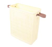 Slim Laundry Hamper, Small Sturdy Plastic Narrow Laundry Basket Foldable Space Saving Dirty Clothes Basket with Handle for Bathroom Bedroom Dorm, 14.8 X 8.7 X 17.9 Inch (No wheels)