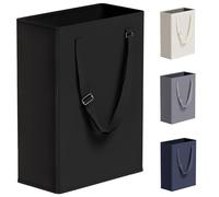 Slim Laundry Hamper with Adjustable Long Handles, 45L Small Laundry Baskets with Mesh Top, Narrow Dirty Clothes Hamper for Bedroom, Closet, and Bathroom - Black