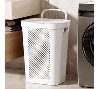 Slim Laundry Hamper with Lid Rolling Plastic Laundry Basket with Wheels 2 Hanging Baskets for Clothes Sto in Bathroom Bedroom Laundry Room Slish and Functal