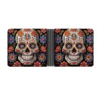 Slim Leather Wallet for Men - St Basil Cathedral Red Square In Moscow Bifold Credit Card Holder with Money Clip & 6 ID Window, Sugar Skulls, One Size, Modern