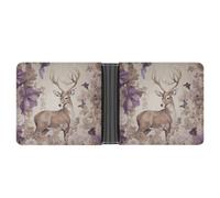 Slim Leather Wallet for Men - St Basil Cathedral Red Square In Moscow Bifold Credit Card Holder with Money Clip & 6 ID Window, Deer Birds with Flowers, One Size, Modern