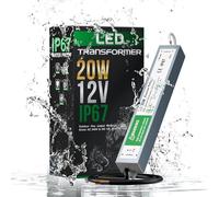 LEDSone Transformer 20 Watts, 1.66A Amp LED Strip Module Driver 12V Power Supply Lighting Outdoor IP67 Waterproof Ac 90-250V Lighting Transformer for garden lighting, pond water pumps (20 Watts)