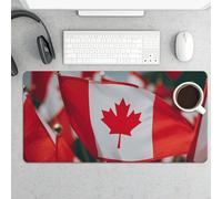 Slim Many Small Canadian Flags Desk Mat for Keyboard and Mouse 24x12 Inch Gaming Mouse Pad Protector Non-Slip Rubber Base Portable Deskpad for Office/Gaming/Remote Work Desktop Accessories Decor