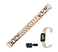 Slim Metal Band Compatible with Samsung Galaxy Fit 3 for Women,Adjustable Wristband Chain Link Steel Replacement Accessories Bracelet for Galaxy Fit 3 (Include Watch Link Removal Kit) (Rose Gold)