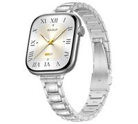 Slim Metal Compatible with Apple Watch Bands for Women 40mm 41mm 42mm 38mm,Thin Elegant Stainless Steel Dressy Wristband Business Strap for iWatch Band Series 11/10/9/8/7/6/5/4/3/SE3 SE2 SE,Silver