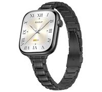Slim Metal Compatible with Apple Watch Bands for Women 40mm 41mm 42mm 38mm,Thin Elegant Stainless Steel Dressy Wristband Business Strap for iWatch Band Series 11/10/9/8/7/6/5/4/3/SE3 SE2 SE,Black