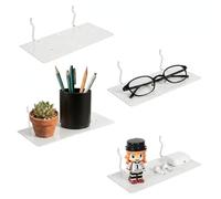 Slim Metal Pegboard Shelves, 4 Pcs Small Shelf Brackets Tray Peg Board Wall Accessories Shelving Rack Organizer for Craft Studio Home Kitchen Gaming Room Display (White)