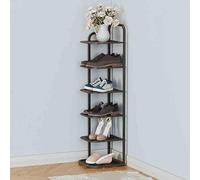 Slim Metal Shoe Rack Open Shelf Shoe Organizer for Entryway Hallway & Bedroom Stylish Space-Saving Storage Solution Black 27 x 26 cm Multi-Tier Design