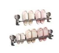 Slim Metal Shoe Rack Portable Wall Mounted with Suction Cups No Drilling Required Narrow Design for Small Spaces Holds Slippers & More (Gray 30CM)
