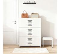 Slim Metal Shoe Rack with 3 Foldable Doors Space-Saving 6-Tier Storage nizer for Hallway Entryway Bedroom White Color - Stylish Shoe Storage Solution