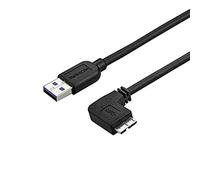 StarTech.com 2m 6 ft Slim Micro USB 3.0 Cable M/M - Right-Angle Micro-USB - USB 3.0 A to Micro B - Angled Micro USB - USB 3.1 Gen 1 5Gbps (USB3AU2MRS), Black