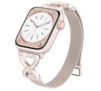 Slim Milanese Loop Compatible with Apple Watch Straps 38mm 40mm 41mm 42mm 44mm 45mm 46mm Series 11 10 9 8 7 6 5 4 SE 3 2 1 Womens,Thin Magnetic Metal band with X-Shape Diamond Clasp for iWatch Straps