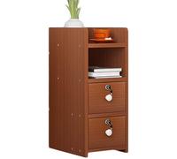 Slim Mini Nightstand with Lock - us Red Walnut Finish for Bedroom & Office - Perfect Small Storage Solution (30 x 32 x 60 cm) - Stylish & Functional Design