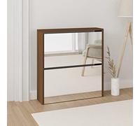Slim Mirrored Shoe Cabinet with 2 Flip Drawers, Stylish Storage nizer for Hallway, Compact Sideboard Unit, 63x17x67 cm - Perfect for Shoes & Accessories